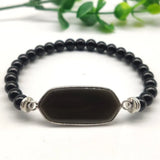 Silver Plated Tiger Eye Stone Stretch Bracelet Rose Pink Quartz Jewelry