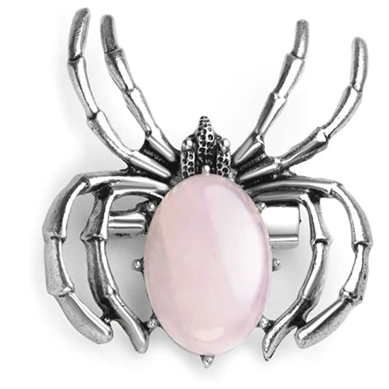Silver Plated Spider Amethysts Pendant Opalite Jewelry