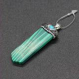 Unique Malachite Stone Pendant Sword Shape Rose Pink Quartz Jewelry