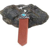 Unique Malachite Stone Pendant Sword Shape Rose Pink Quartz Jewelry