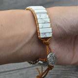 FYJS Silver Plated Tree of Life Howlite Stone Bracelet