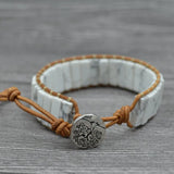 FYJS Silver Plated Tree of Life Howlite Stone Bracelet