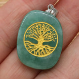 Silver Plated Tree of Life Tiger Eye Pendant