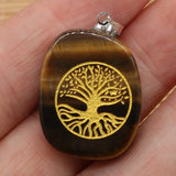 Silver Plated Tree of Life Tiger Eye Pendant