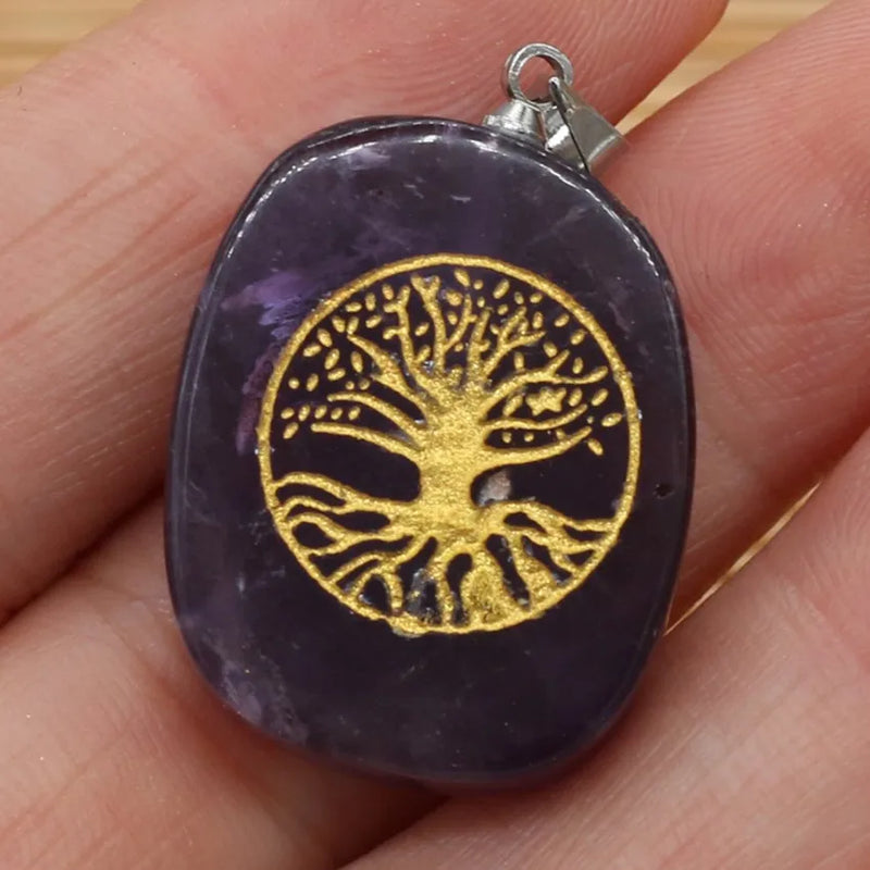 Silver Plated Tree of Life Tiger Eye Pendant