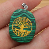 Silver Plated Tree of Life Tiger Eye Pendant