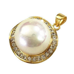 Sea Shell Pearl 18KGP Pendant Necklace with Zircon Inlay