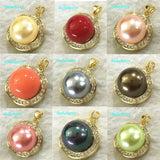 Sea Shell Pearl 18KGP Pendant Necklace with Zircon Inlay
