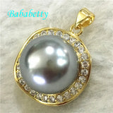 Sea Shell Pearl 18KGP Pendant Necklace with Zircon Inlay