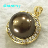 Sea Shell Pearl 18KGP Pendant Necklace with Zircon Inlay