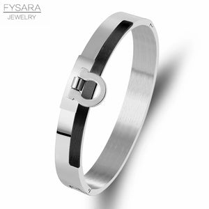 10mm Width U Bangles Silver Clasp Bracelets Stainless Steel