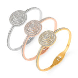 Stainless Steel Couple Roman Numerals Crystal Cuff Bracelets