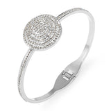 Stainless Steel Couple Roman Numerals Crystal Cuff Bracelets