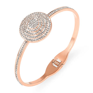 Stainless Steel Couple Roman Numerals Crystal Cuff Bracelets