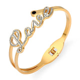 Women's Stainless Steel Charm Bracelets Letter Bangles