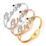 Women's Stainless Steel Charm Bracelets Letter Bangles