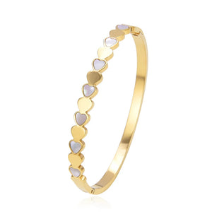 Heart Bracelet w/ High Cubic Zircon, Stainless Steel