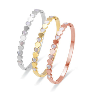 Heart Bracelet w/ High Cubic Zircon, Stainless Steel