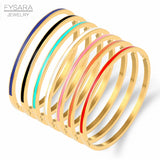 Orange Enamel Bangles Bracelets for Women Stainless Steel Jewelry