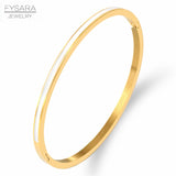 Orange Enamel Bangles Bracelets for Women Stainless Steel Jewelry