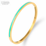 Orange Enamel Bangles Bracelets for Women Stainless Steel Jewelry