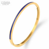 Orange Enamel Bangles Bracelets for Women Stainless Steel Jewelry