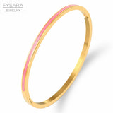 Orange Enamel Bangles Bracelets for Women Stainless Steel Jewelry