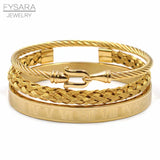 3pcs Royal Roman Wire Woven Bangles For Men