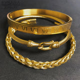 3pcs Royal Roman Wire Woven Bangles For Men
