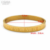 3pcs/set Roman Number Buckle Bangle Stainless Steel Beads Wristband