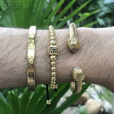 3pcs/set Roman Number Buckle Bangle Stainless Steel Beads Wristband