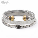 3pcs/set Roman Number Buckle Bangle Stainless Steel Beads Wristband