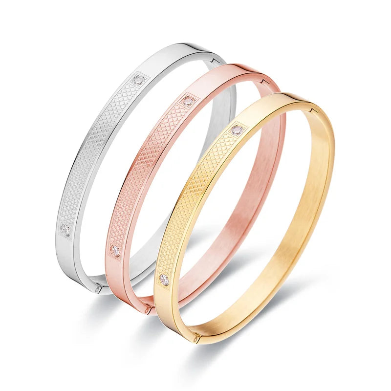 Plated Bangle With Crystal for Women Wedding Ethiopia Bangles Jewelry
