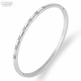 FYSARA 4mm Square CZ Crystals Bangles Titanium Steel Jewelry