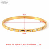 FYSARA 4mm Square CZ Crystals Bangles Titanium Steel Jewelry