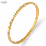 FYSARA 4mm Square CZ Crystals Bangles Titanium Steel Jewelry