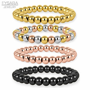 Stainless Steel Beaded Bracelet for Women Men Jewelry Biker Bicycle Bead