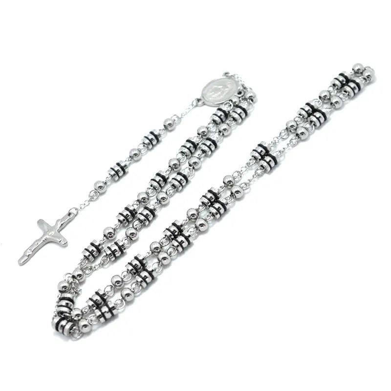 Men's Religious Cross Pendant Necklace Saint Benedict Rosary Pray