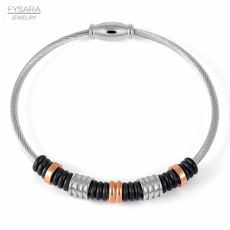 Spring Shape Charm Bracelets Stainless Steel Jewelry Wire Bangles