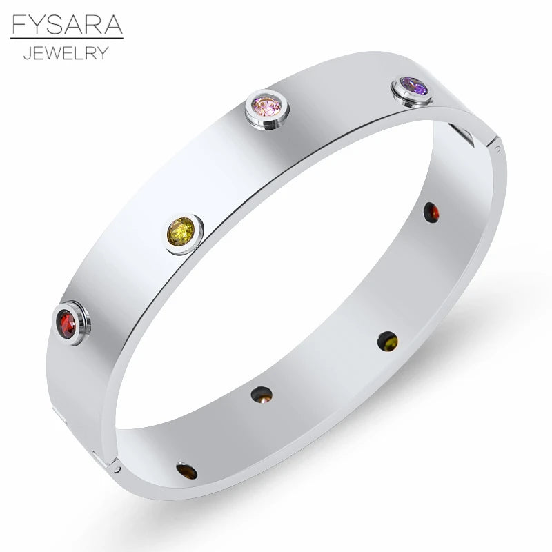 Colorful Crystals Bangle For Women Cubic Zirconia Love Bangle
