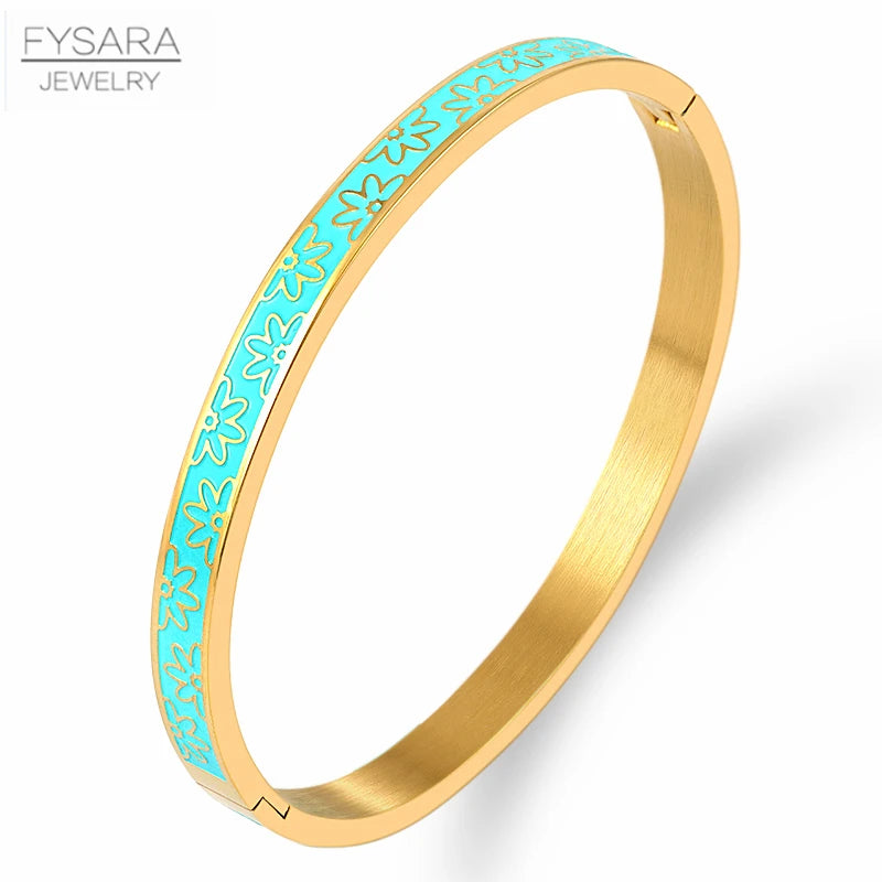 Floral Resin Enamel Bangles for Women