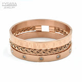 CZ Crystals Love Bangles Roman Bracelets Couple Jewelry Set