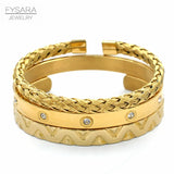 CZ Crystals Love Bangles Roman Bracelets Couple Jewelry Set