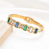 Colorful Cubic Zirconia Bangle Bracelets Geometric Jewelry Gift