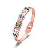 Colorful Cubic Zirconia Bangle Bracelets Geometric Jewelry Gift