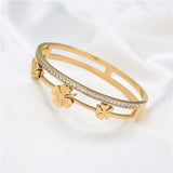 Classic Flower Zircon Bracelet Bangle For Women Rose Silver Jewelry