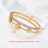 Classic Flower Zircon Bracelet Bangle For Women Rose Silver Jewelry