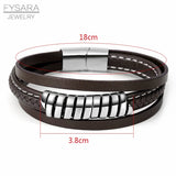 Men's Leather Bracelet Multilayer Braied Rope Wrap Clasp Wristband