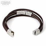Men's Leather Bracelet Multilayer Braied Rope Wrap Clasp Wristband