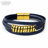 Men's Leather Bracelet Multilayer Braied Rope Wrap Clasp Wristband